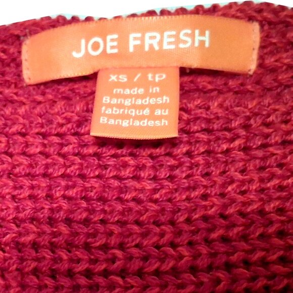 Women's Joe Fresh Sweater, 3/4 Length Sleeve, Red, XS - Picture 2 of 11